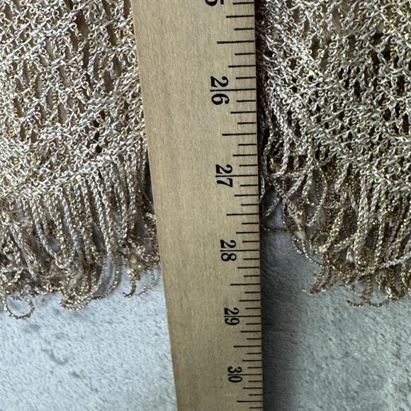 Neiman Marcus Top Womens Small Gold Metallic Fringe Crochet Knit Scallop Hem Vtg - Picture 11 of 11